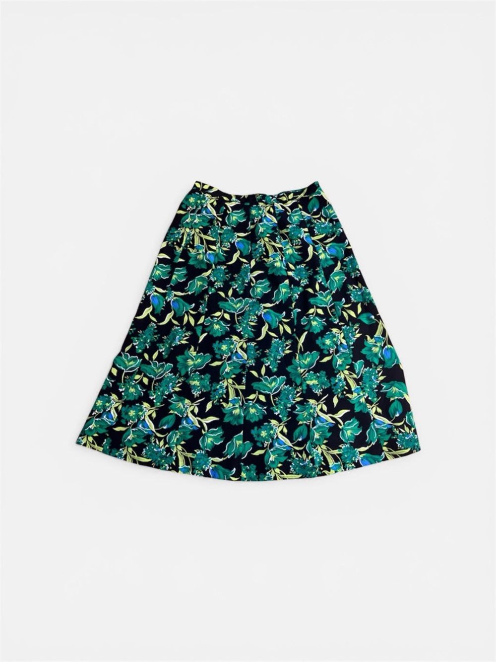 Sag Harbor Black A-Line Skirt with Green Floral Print